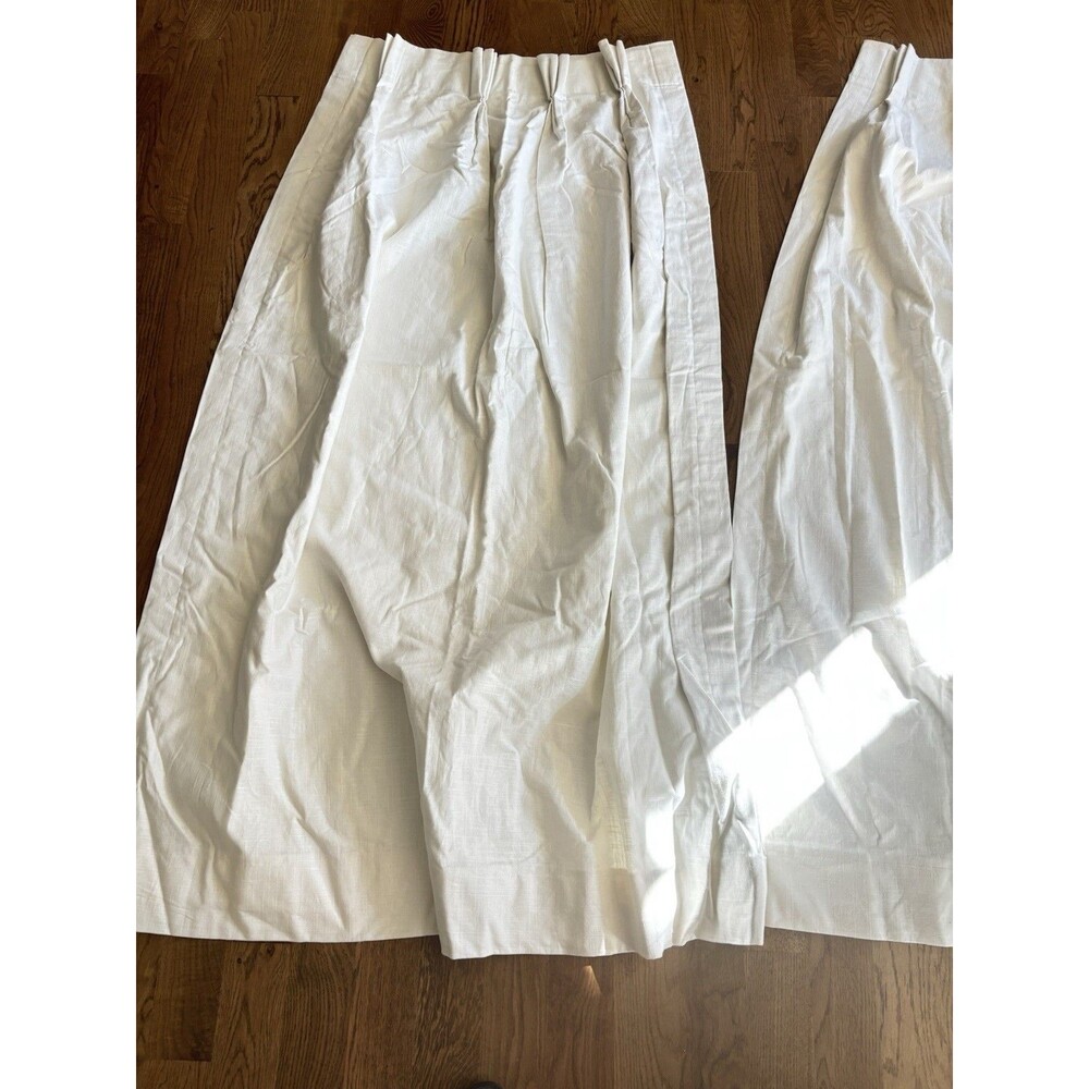 Custom Pinch Pleated Drapes Off White Cream Lined  (Pair 1) 61” In Length